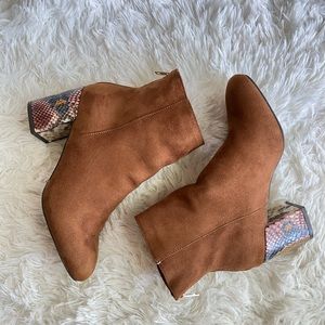 brown faux suede booties